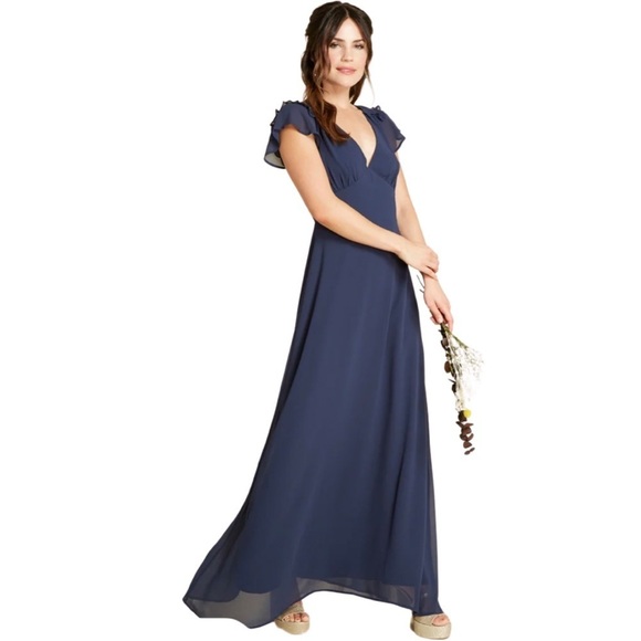 modcloth you’re flowing place maxi dress navy bridesmaids size 12 - Picture 1 of 8